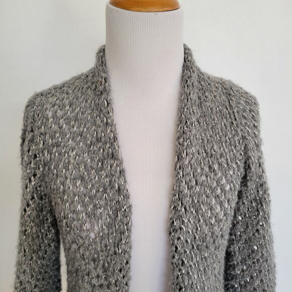 Eileen Fisher Eco Pebble Ash Cardigan Wool Alpaca Open Knit Gray Women Medium - Picture 5 of 12